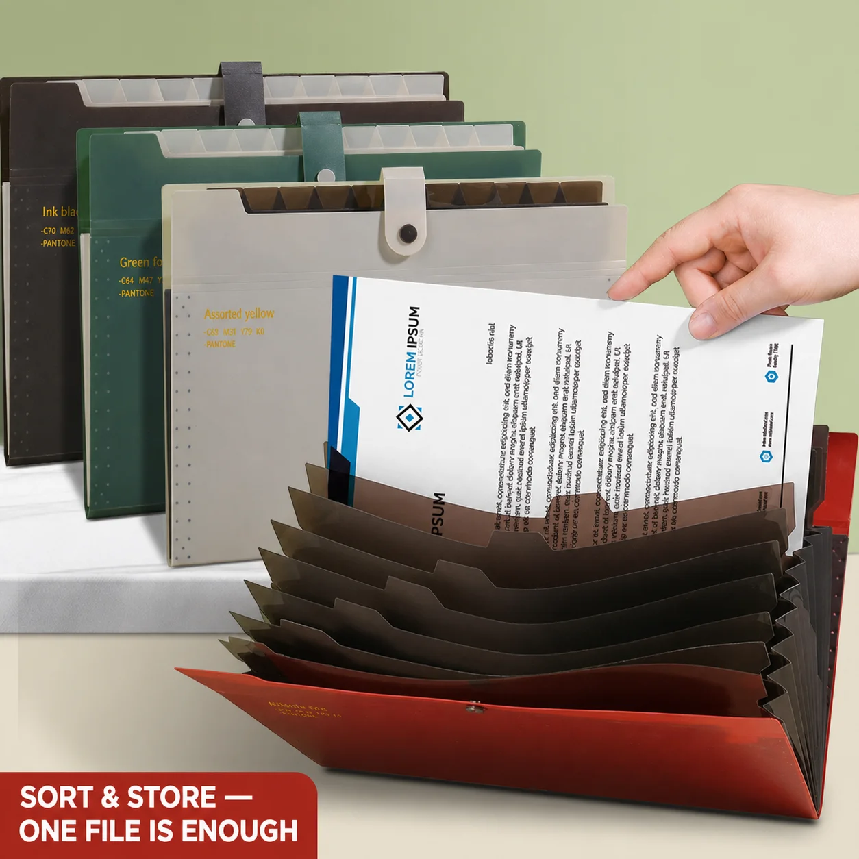

8 Pockets Retro Expanding Folder Thickened Large Capacity Accordion File Organizer With Snap Closure For Document Bill Storage
