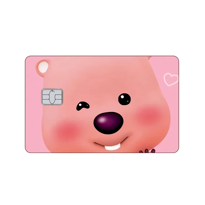 Kawaii 1Pc Pink Loopy Diy Bank Card Stickers Anime Cartoon Girls Small Chip Credit Debit Cards Front Film Skin Sticker Gifts Toy