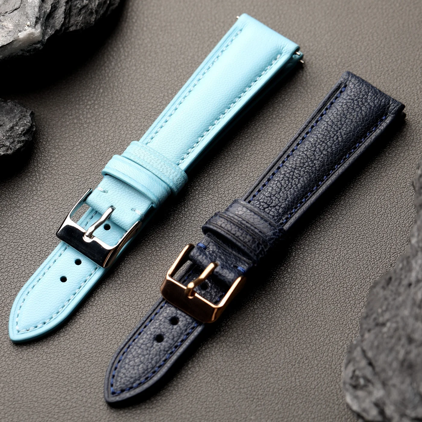Handmade Sheepskin Strap 18 19 20 22MM Quick Release, Retro Blue Soft Watchband, Retro Style Men's and Women's Bracelets