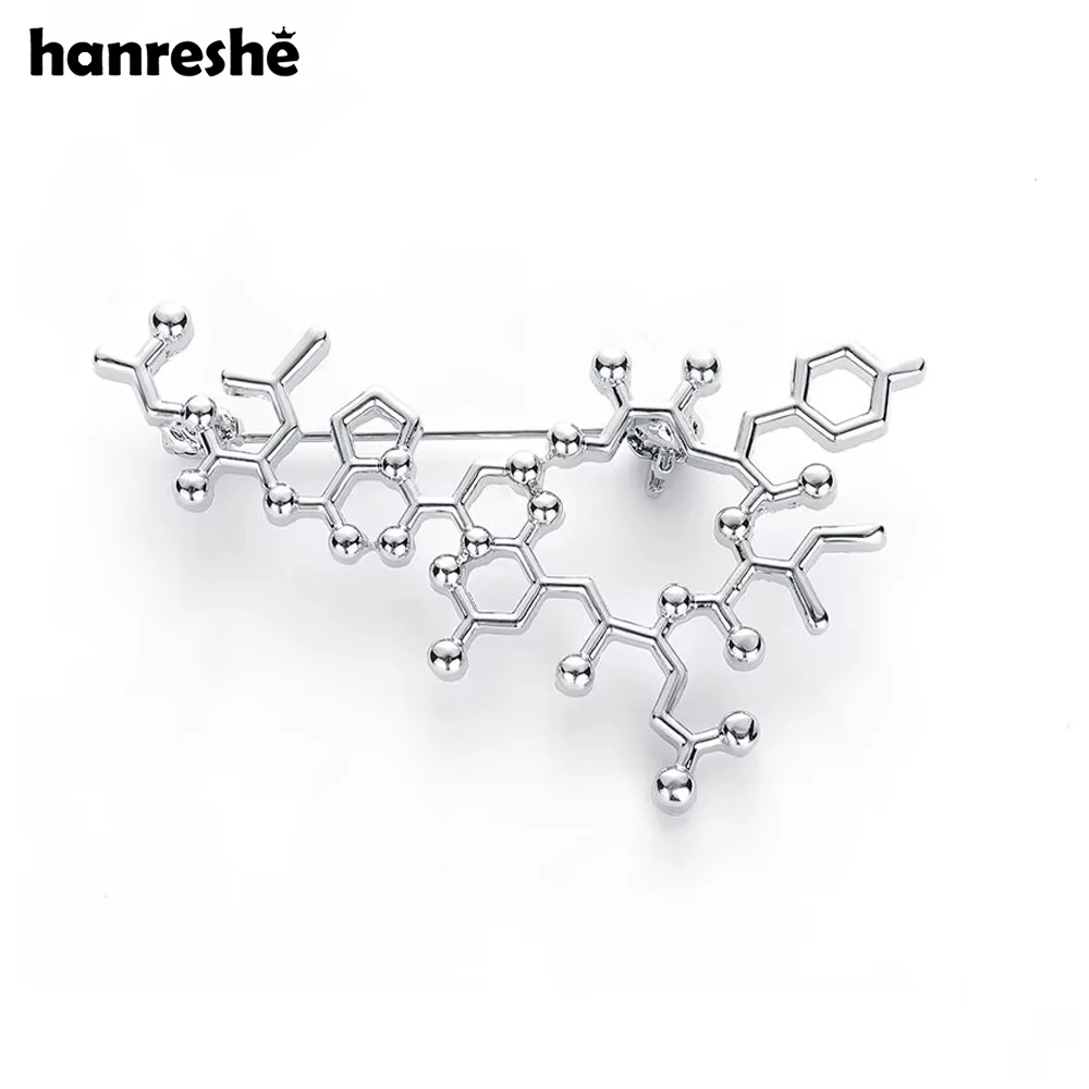 New Trendy Oxytocin Lapel Pin Badge Silver Color Pins and Brooches Doctor Medical Jewelry Women Men Accessories Pin