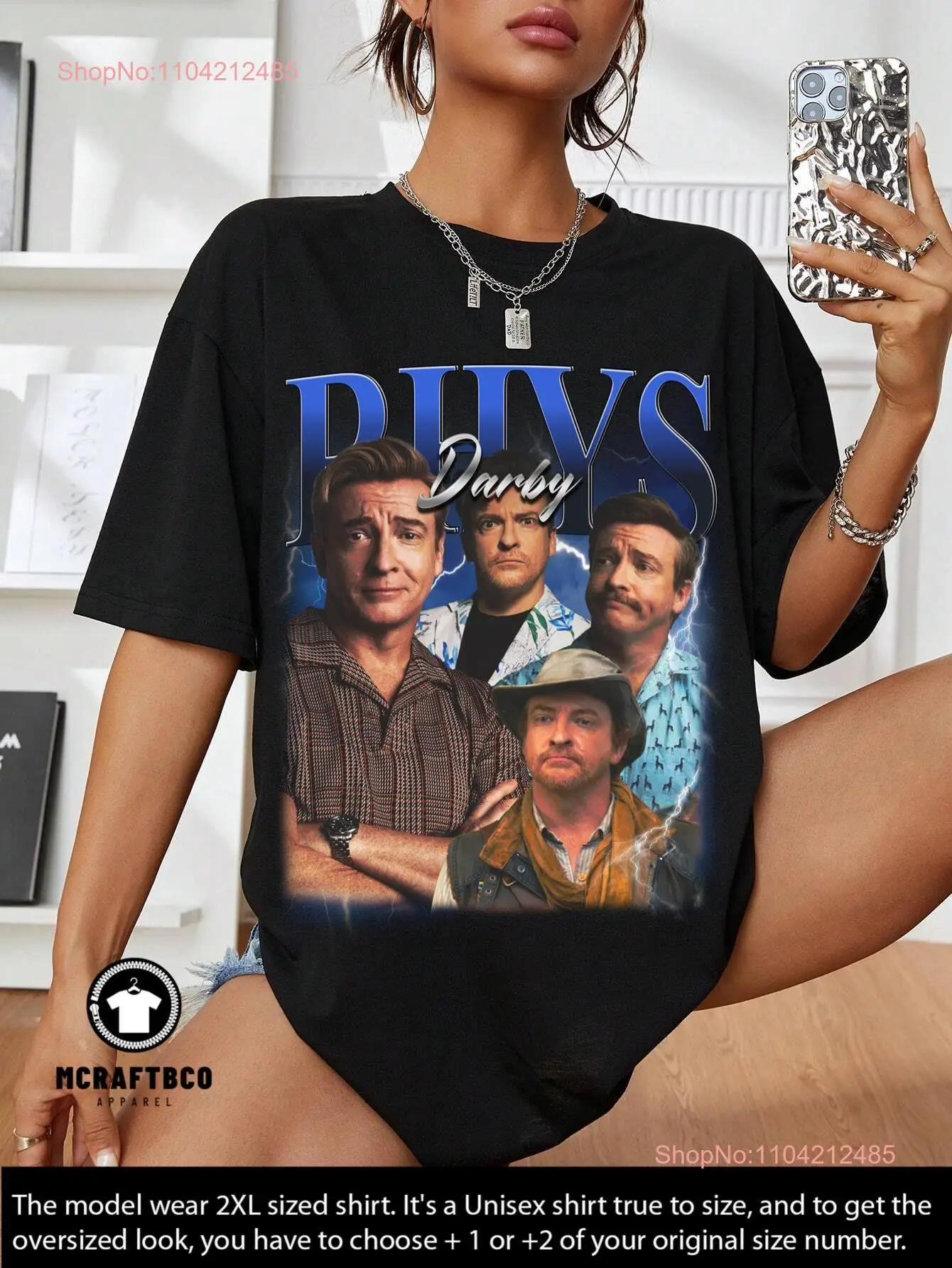 RETRO RHYS Darby T Shirt Vintage Homage Fan Sweater Merch  long or short sleeves