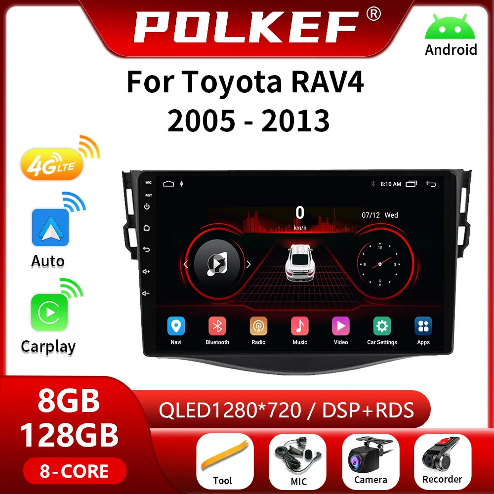 

Автомагнитола на Android 13 для Toyota RAV4 Rav 4 2005-2013, стерео, мультимедийный видеоплеер, 2DIN, Carplay, DSP-навигация, GPS, 4G, Wi-Fi