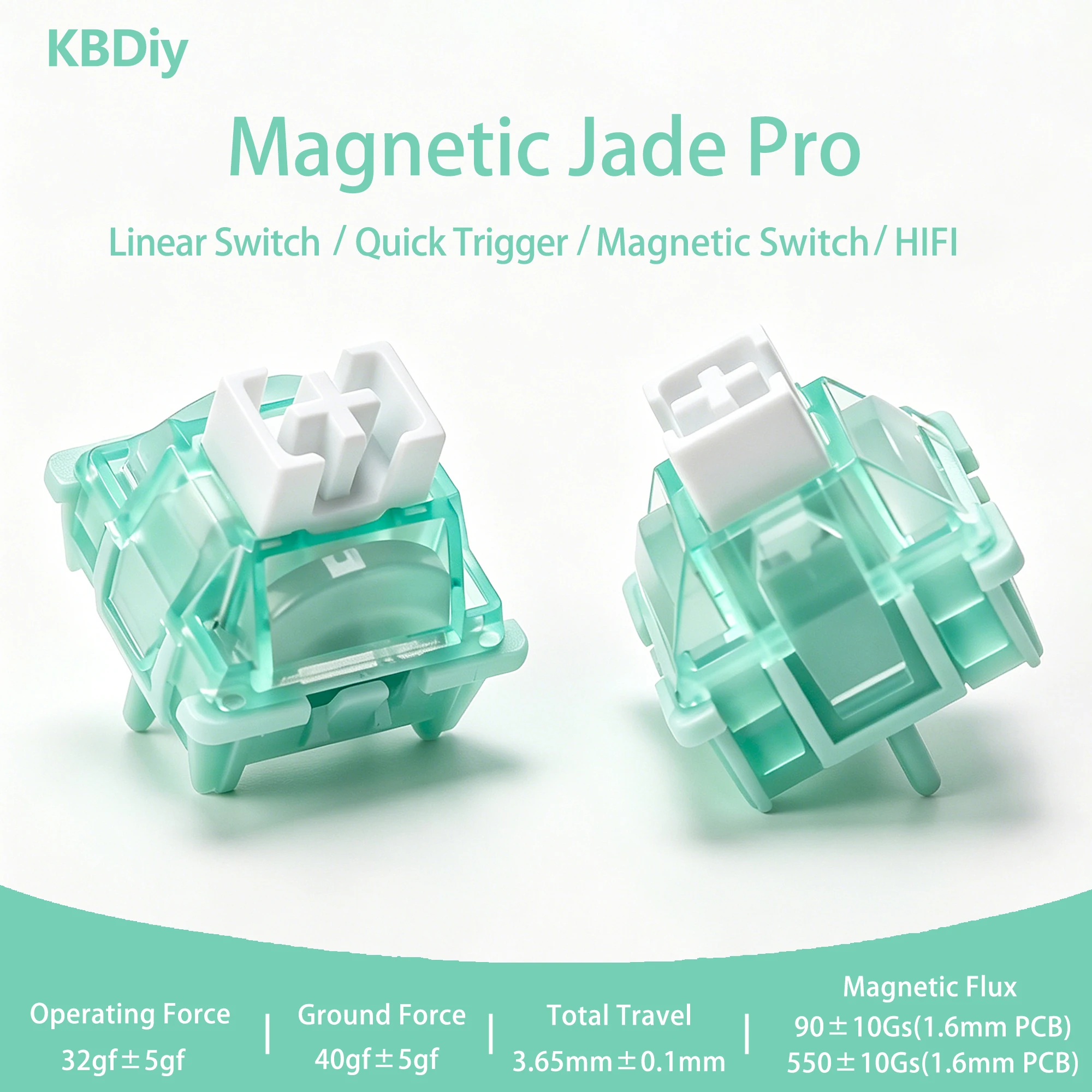 KBDiy Magnetic Jade Pro Switch 32gf HIFI Creamy RGB Switches Hall Effect RT0.001mm For 75% Magnetic Keyboard Gaming POM PC PA66