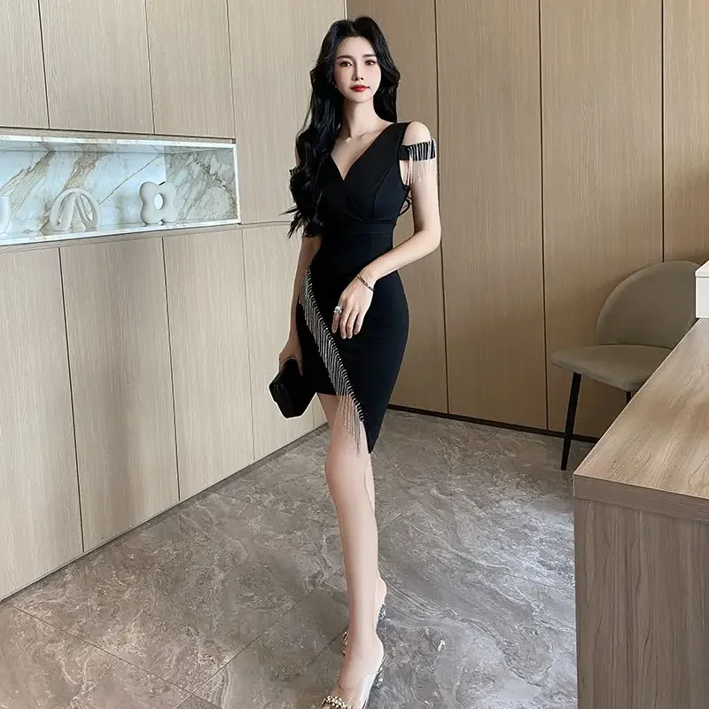 Tight Corset Short Sleeve Woman Dress Night Club Sexy Coquette Black Bodycon Dresses for Women Mini Elegant and Pretty A Line