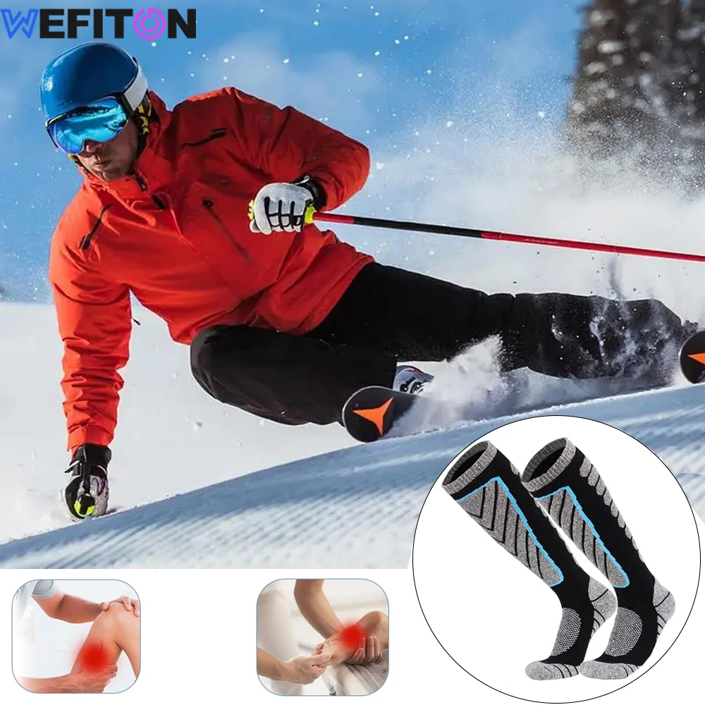 1Pair Ski Socks,Ankle Calf Cold Weather Socks for Snowboarding,Snow,Winter,Women Men Thermal Knee-high Warm Socks,Hunting,Sports