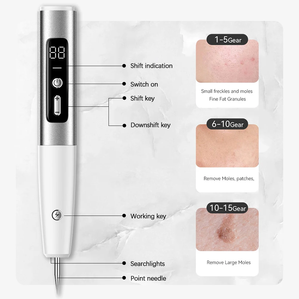 15 Level Plasma Pen Skin Tag Remover Freckle Black Dot Papilloma Warts Mole Pimples Tattoo Removal Beauty Skin Care Tools