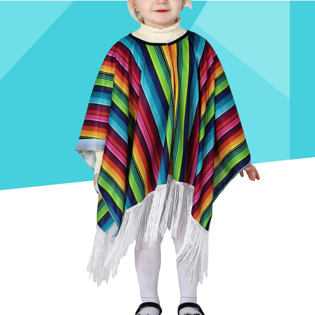 

Kids Halloween Mexican Cloak Mexico Costume Party Costume Fancy Colorful Cloak (Pattern 1) cosplay cloak