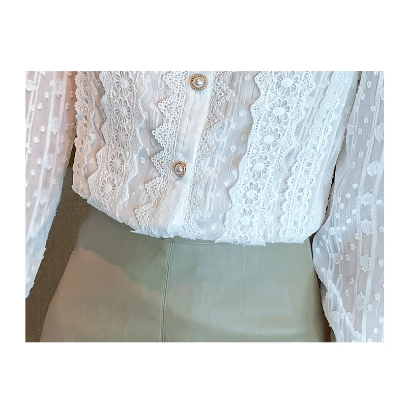 Autumn Women White Lace Blouse Shirt Women Tops Long Sleeve Blouse Women Blusas Mujer De Moda 2024 Blouses Femme Shirts E382