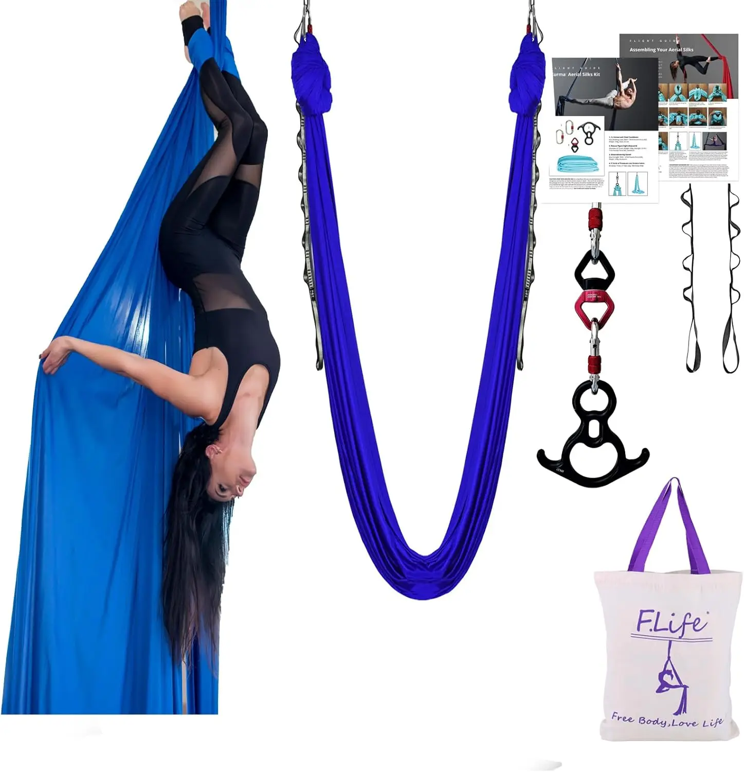 

Aerial Silk Yoga Hammock- Hardware Kit Durable 10 Yards