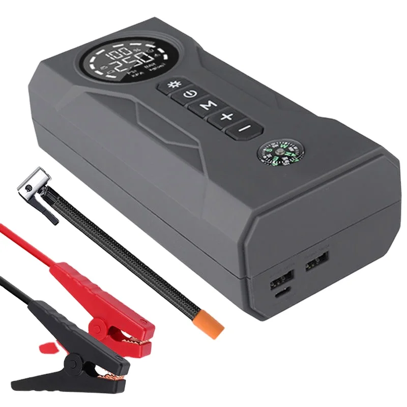 Portable 4 1 Car Jump Starter LED Light 2000A 16000mAh Battery Charger Power Bank Air Pump Compressor For Truck Motorcycle