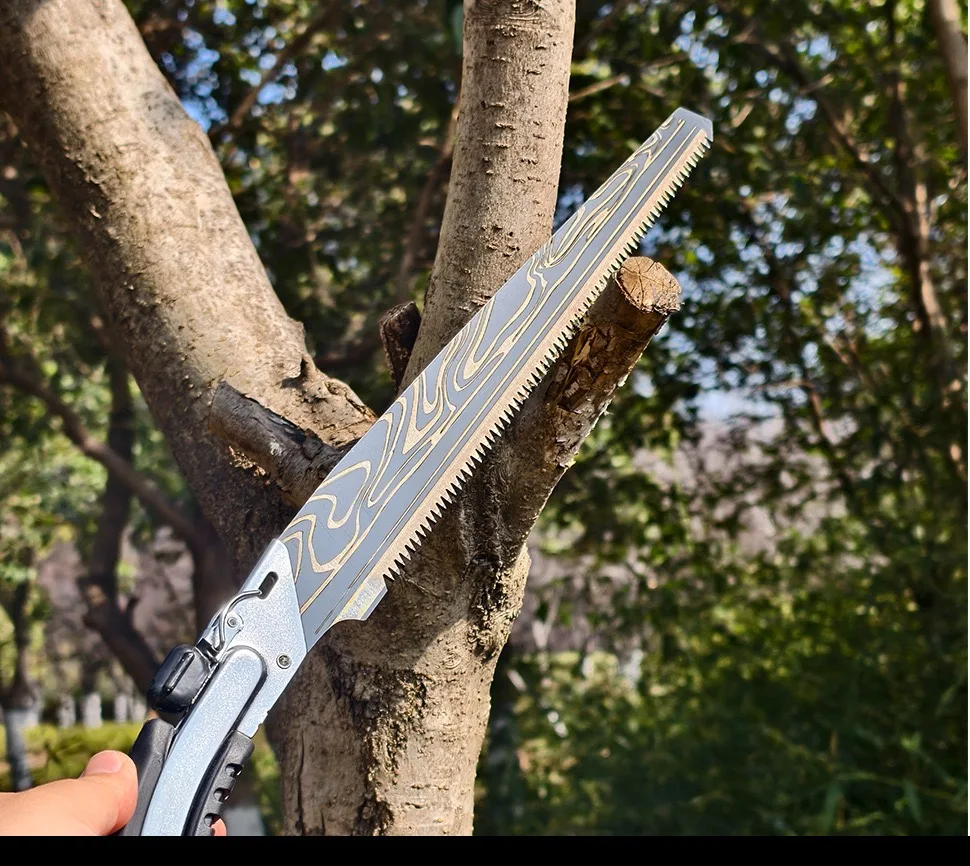 Damascus Patterned Waist Saw - Professional Pruning & Manual Logging Hand Saw for Garden Use, Ideal Outdoor Tool for Pruning