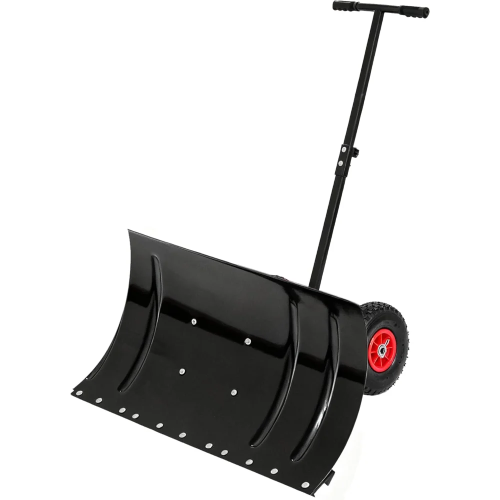 

29" Wide Heavy Duty Snow Shovel with Wheels, Adjustable Handle for Driveways