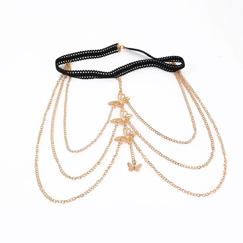 Mode Charme Kant Stretch Koord Vlinder Spinkever Dier Been Ketting Vrouwen Strand Accessoires Dagelijks Casual Sieraden