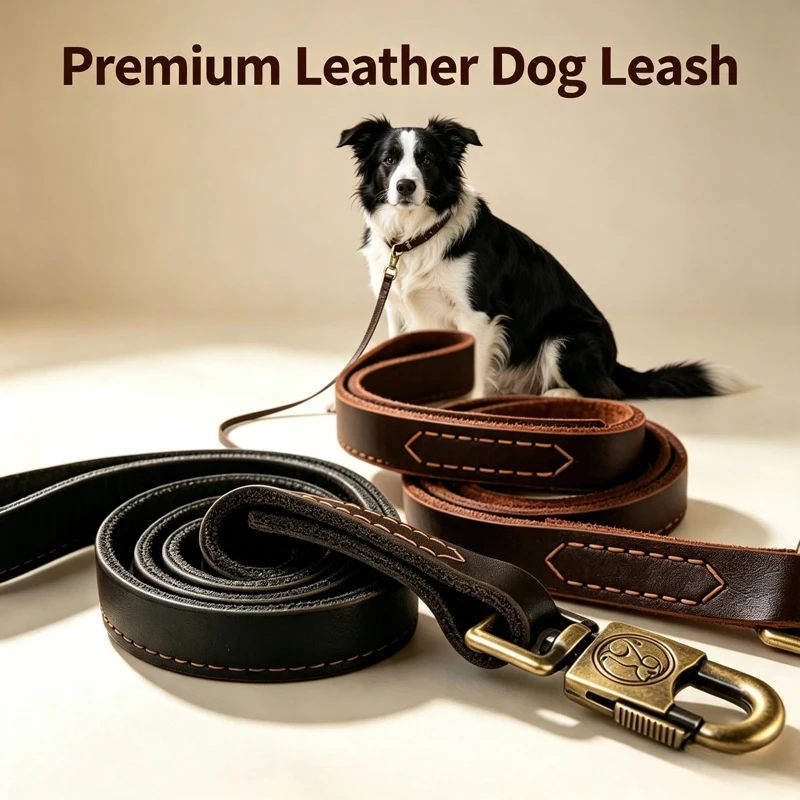 Echte Leder-Hundeleine Vintage Anti-Verwickelungs-Design mit Verriegelbarem Karabinerhaken, Komfort-Gepolstertem Griff, Hundeseil für Mittelgroße Hunde