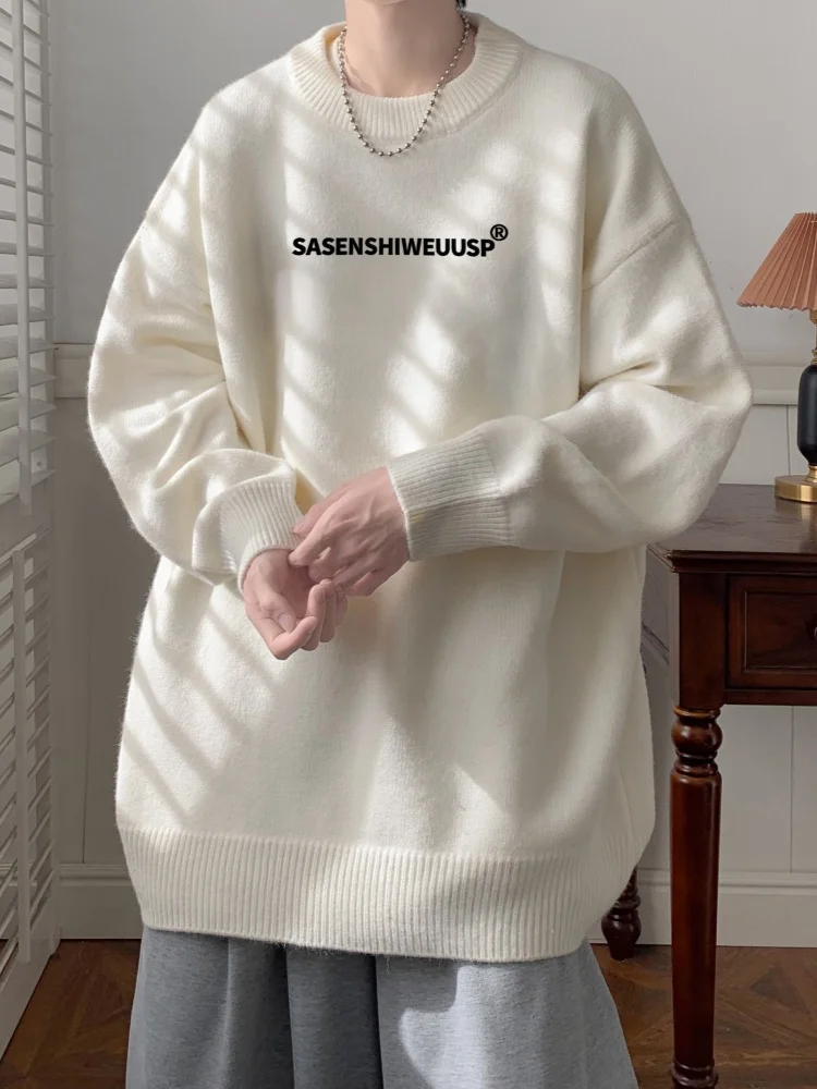 

Мужской зимний утепленный свитер с круглым вырезом в стиле Lazy Style, с буквенным принтом, для ношения под одеждой, повседневный, комфортный, мягкий, из акрила, полиэстера и нейлона