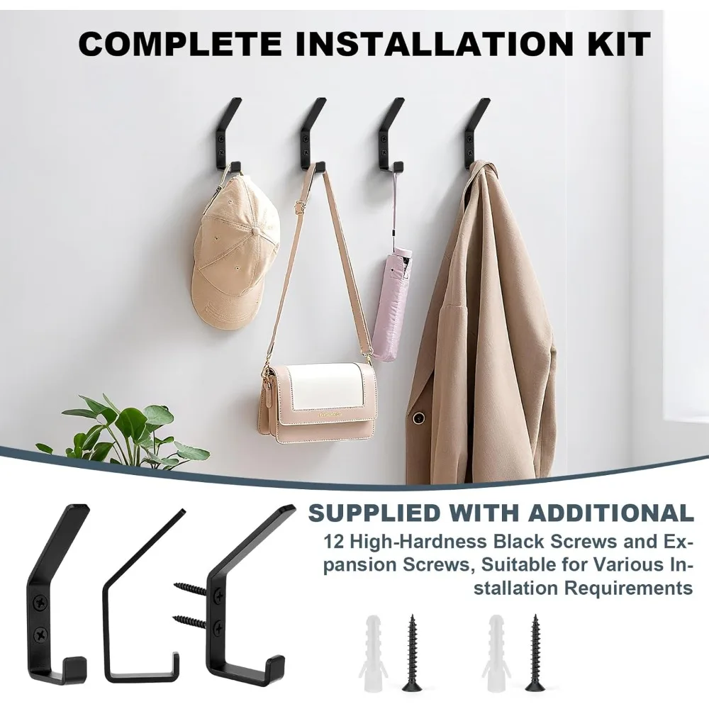 Pack of 4 Acoustic Panel Wall Panel Coat Hooks, Hooks for Acoustic Panels, Double Coat Hook Panel, Acoustic Panel Wall Hook