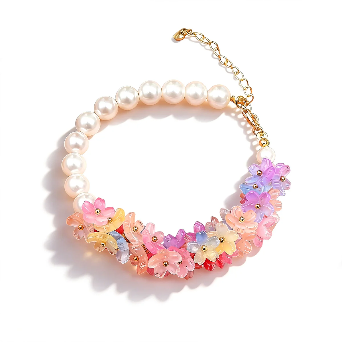 11mm Gradient Cherry Blossom Glass Beads - 1mm Hole, 10pcs/Pack for DIY Jewelry, Necklaces, Bracelets & Earrings