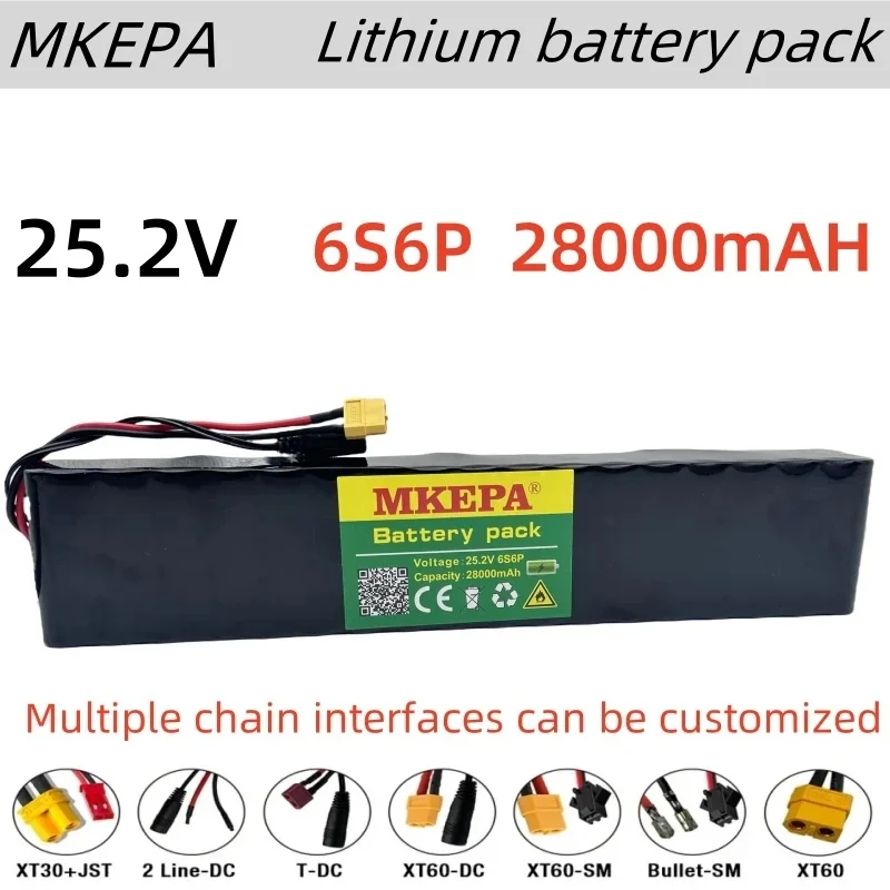 6s6p 25.2V 28000mAh 18650 Battery Pack Lithium Ion Battery 25.2V 22000mAh Bicycle Moped Power Tools Battery pack with BMS