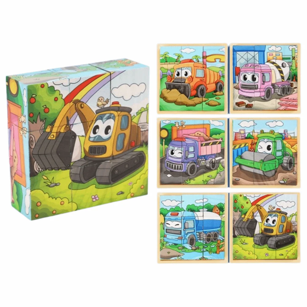 

Educational Jigsaw 3D Cube Puzzle Dinosaur Bricked Up Wooden Puzzle Montessori STEM Learning Magnetic Puzzle Table Game