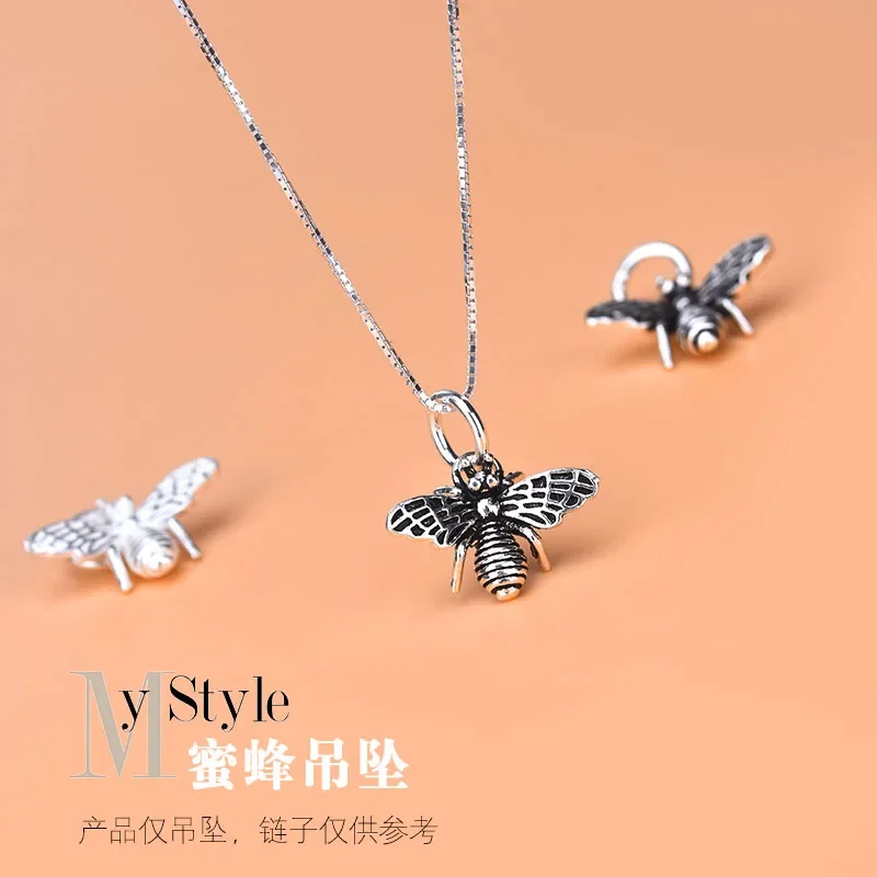 925 sterling silver Vintage Bee Pendant Handmade DIY necklace bracelet accessory