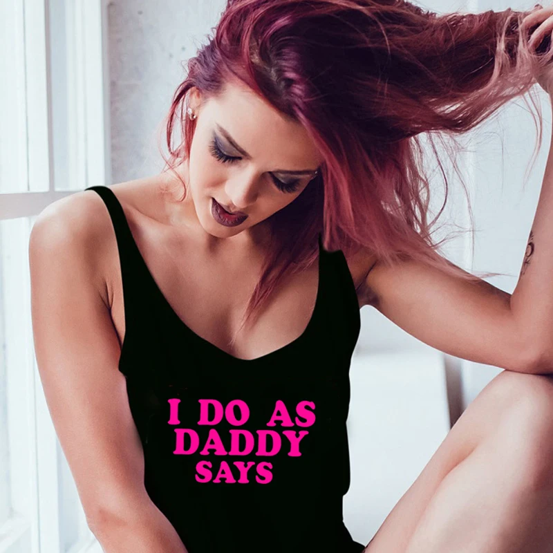 I Do As Daddy Says Daddys Girl Women Sleeveless Tank Top Cotton Party Clothing Harajuku Streetwear Outfits Female Dropshipping