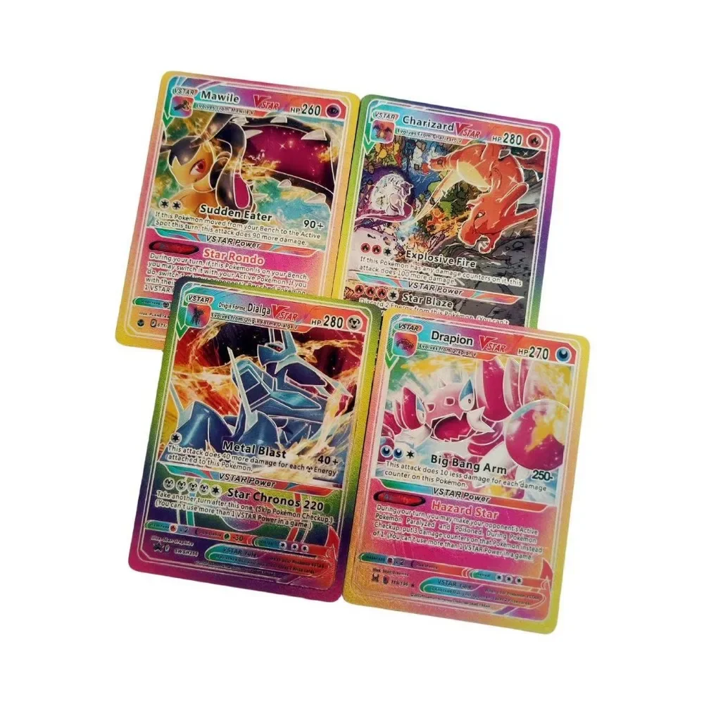 2024 new A Box of 55Pcs Pokemon Cards Gold Foil Card Gold Vmax Vstar V Energy Card Charizard GX Pikachu Rare Series Battle Coach