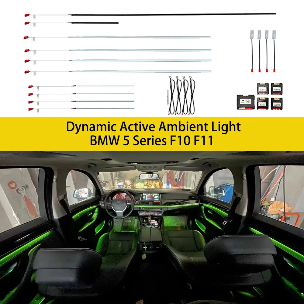 OEM-Design Ambientebeleuchtung für BMW 5er F10 F11, unterstützt Originalmenüsteuerung L, F10 Innenbeleuchtungs-Upgrade LHD RHD