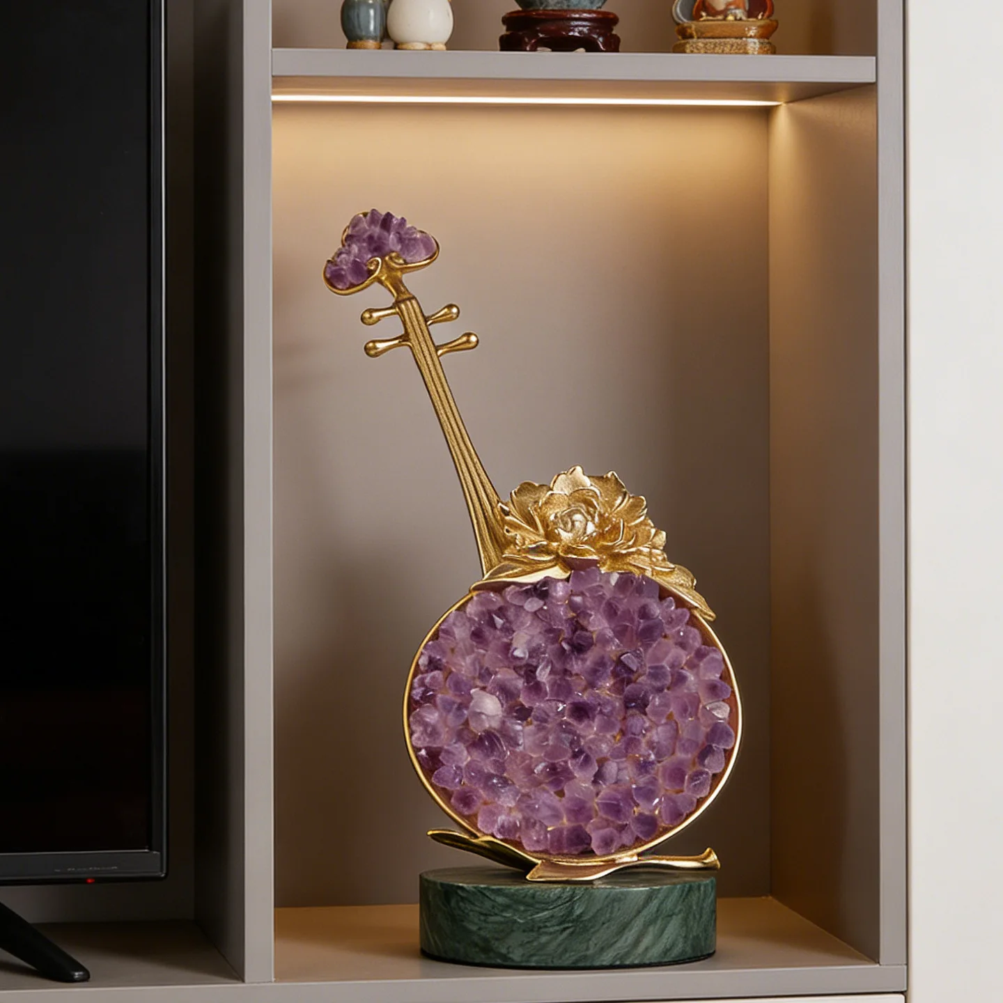 YFY new Chinese light luxury TV cabinet amethyst pipa  living room entrance high-end decoration high-end housewarming gift