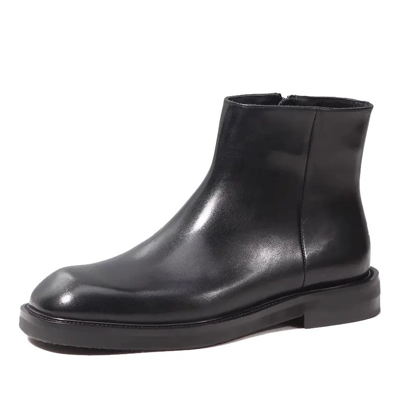 Elegant Mens Cow Leather Chelsea Boots Luxury Handmade Quality Comfortable 2026 Autumn British Style Ankle Social Shoes Male