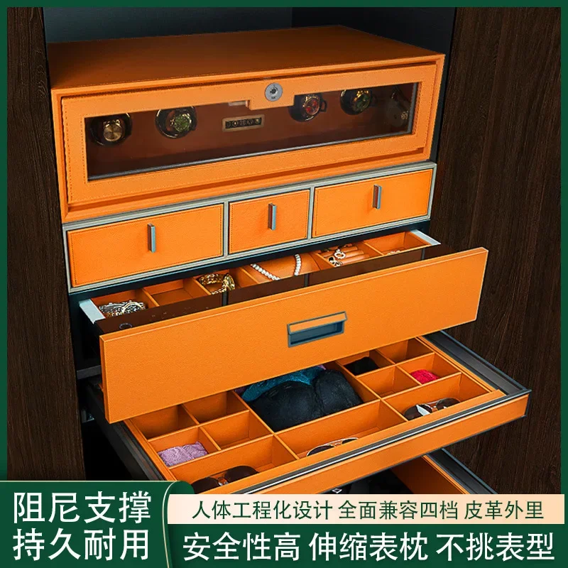 Wardrobe cradle watch cradle fingerprint password drawer safe safe drawer leather wardrobe pull basket cloakroom five