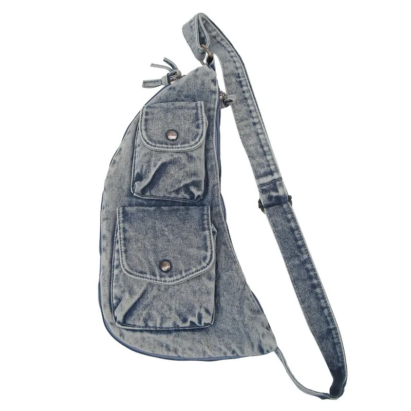 

Bag Handbags Breast For Women Washed Denim Single Shoulder Crossbody Men Large Capacity High-Quality Messenger Versatile Luxury