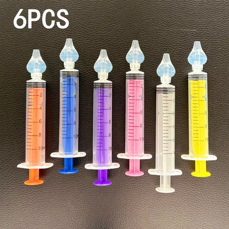 1/6PCS 10ML Silicone Baby Nasal Aspirator Syringe Baby Nose Cleaner Kids Rhinitis Nasal Washer Reusable Nasal Irrigator Washing