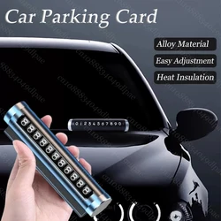 Placa de estacionamiento temporal de coche de Metal, pegatinas de número de teléfono ajustables de aleación Universal, accesorios interiores para parada de estacionamiento de coche