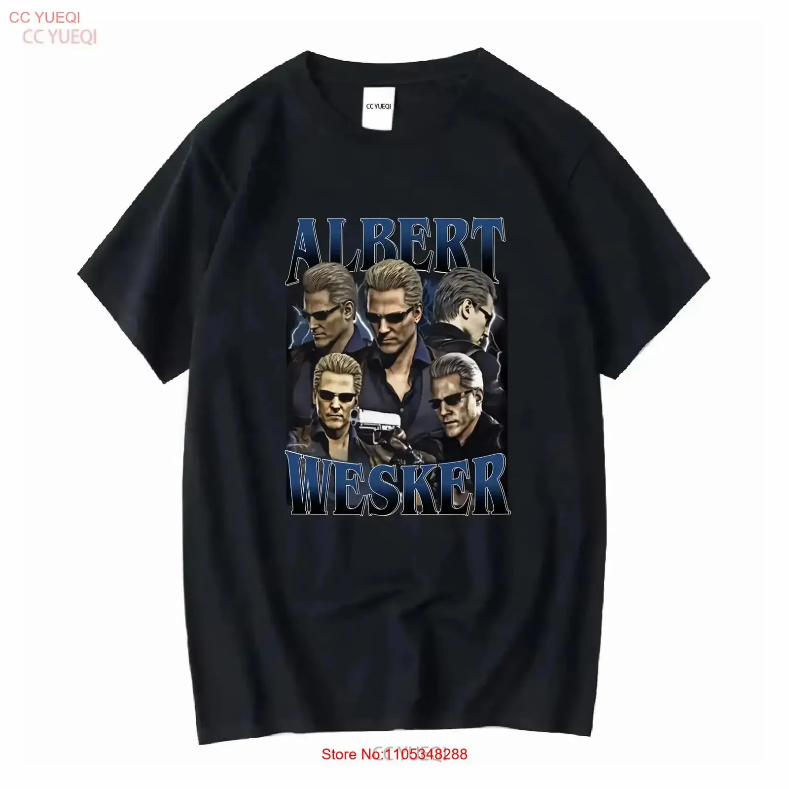 Albert Wesker T Shirt For Women and Man 2729 vintage Washed graphic Slightly Stretched homme vintage Washed Versatile fashion