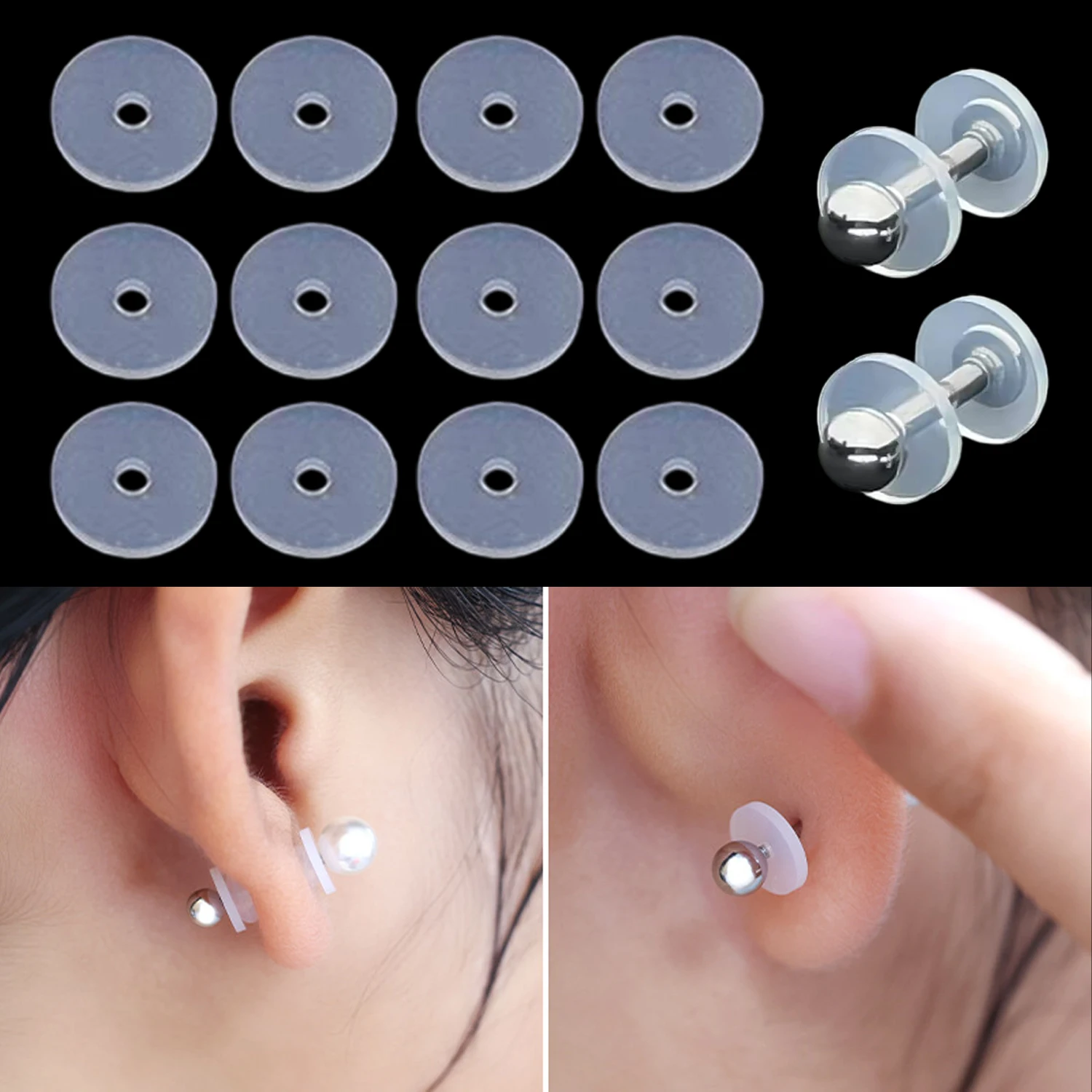 Silicone O-Ring Piercing Healing Discs for Ear Studs