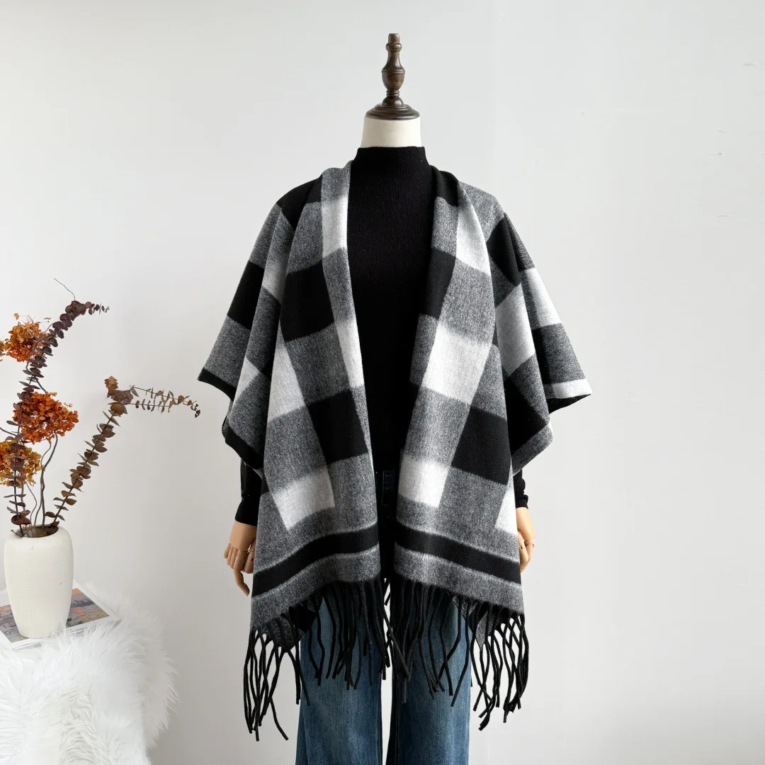 Poncho Cape Women Cashmere Scarf Tassel Blanket Shawl Winter Pashmina Wrap Scarfs For Women Travel Outer Cachecol