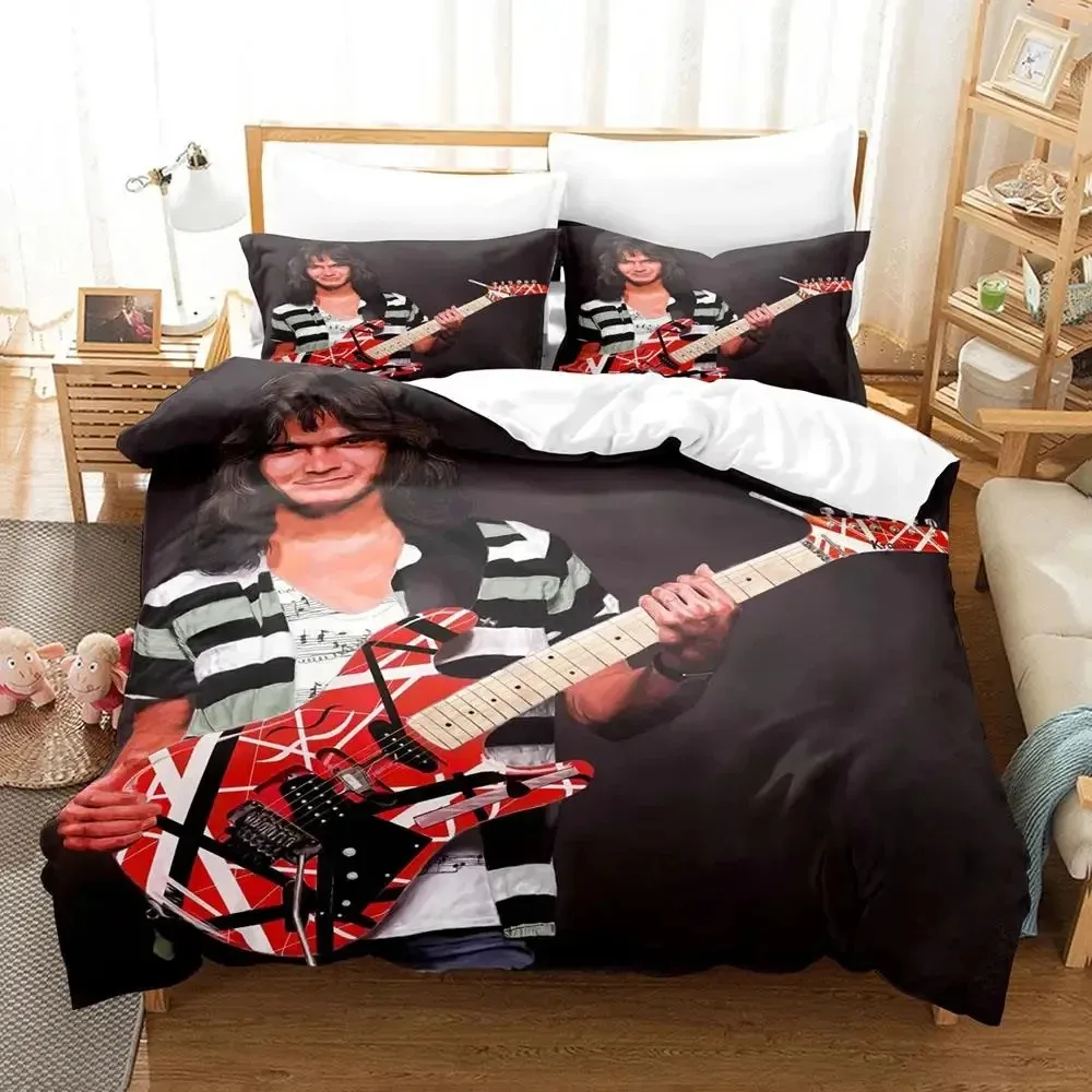 

3D Print Singer Eddie Van Halen Bedding Set Duvet Cover Bed Set Quilt Cover Pillowcase Comforter king Queen Size Boys Adult