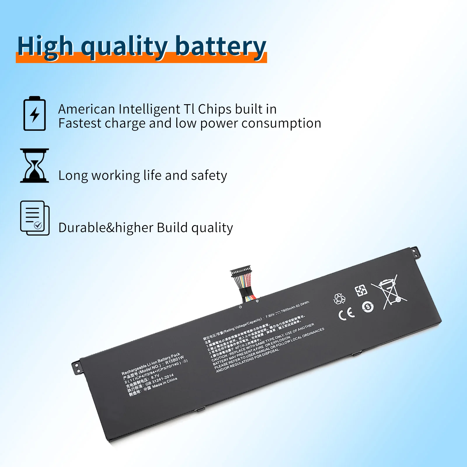 Новый аккумулятор BVBH R15B01W для ноутбука Xiaomi Pro 15,6, GTX TM1701, 7,6 В, 7900 мАч, 60,04 Вт/ч