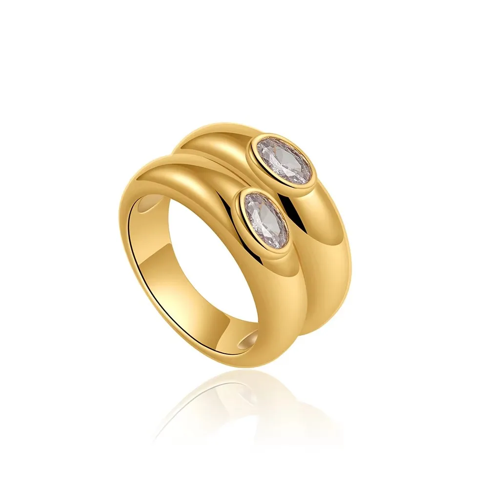 Women's Waterproof Zircon Wedding Ring, 18K Gold Plated