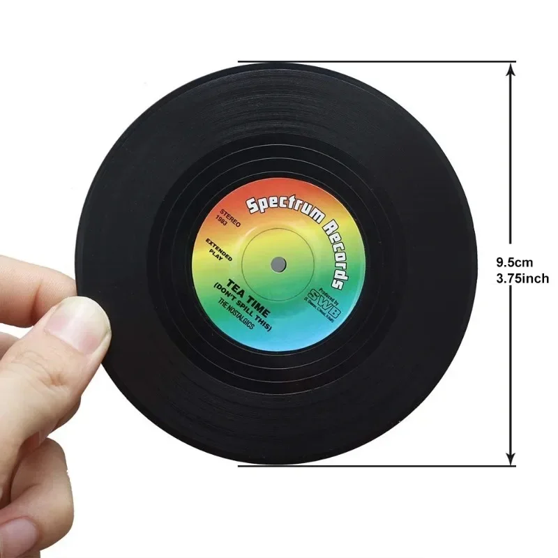 Drink Coaster Retro Record Coaster Plastic Record Table Mat Coffee Placemat Heat-resistant Non-slip Hot Drink Mat Kitchen Mats