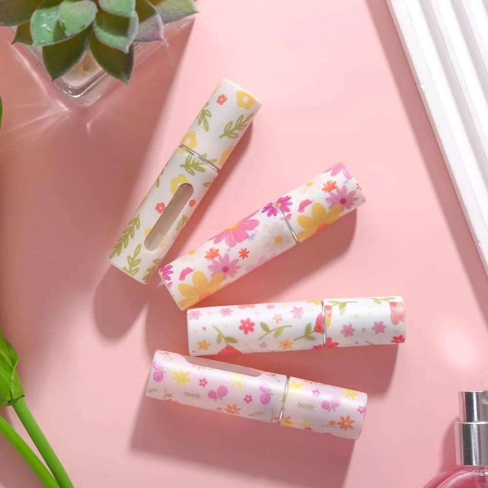 Portable 5ML Mini Perfume Bottle Empty Refillable Spray Rotating Bottle Leak-proof Floral Cosmetic Liquid Container Travel
