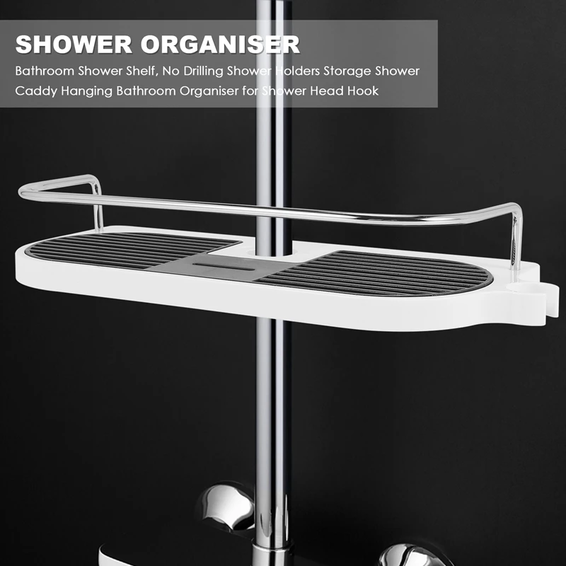 

Bathroom Shower Shelf, No Drilling Shower Holders Storage Shower Caddy Hanging Bathroom Organiser For Shower Head Hook