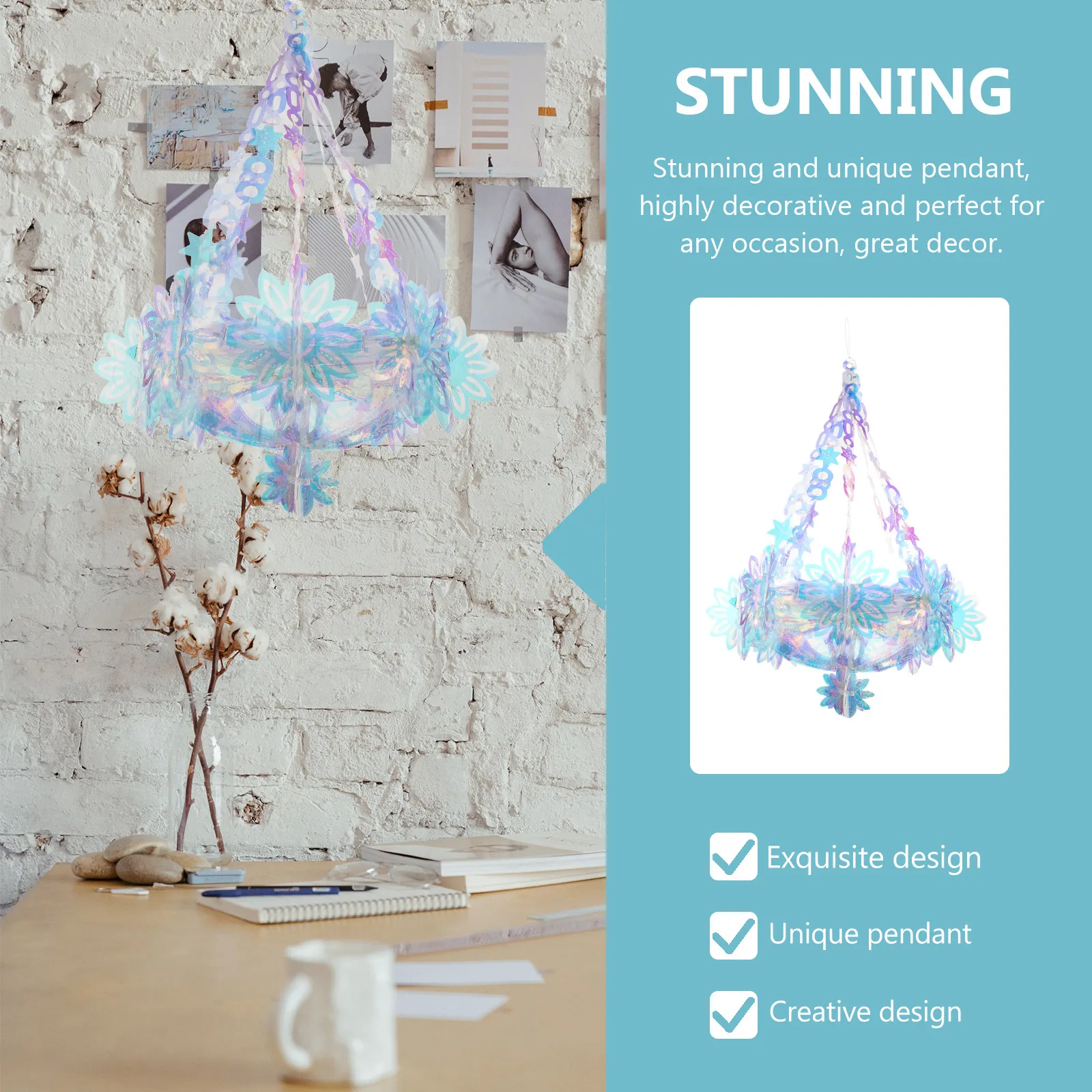 1Pcs Party Chandelier Decor Delicate Ceiling Lamp Adornment Ideal for Festivals and Holidays Neon Color Pendant