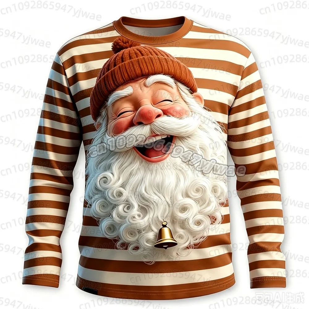 2026 Weihnachts-T-Shirts für Männer mit Weihnachtsmann-Print, Langarm-T-Shirt mit Rundhalsausschnitt, Trendige Streetwear für Weihnachtsfeiern, Herbst-T-Shirt für Männer und Frauen – Detail 4