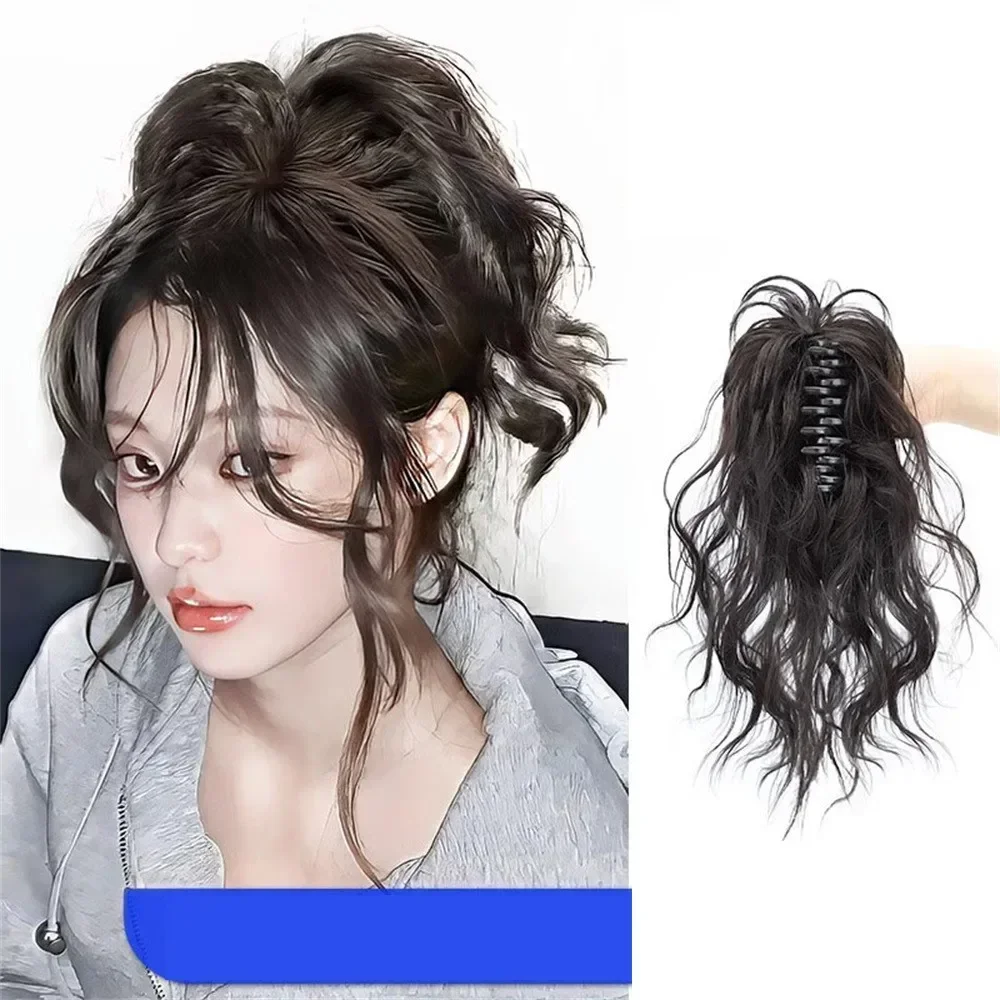 Y2K Millennium Hotties girls puffy curly Grab Clip-On ponytail wigs woman Chicken's Head horsetail Clip wig Hair Extension