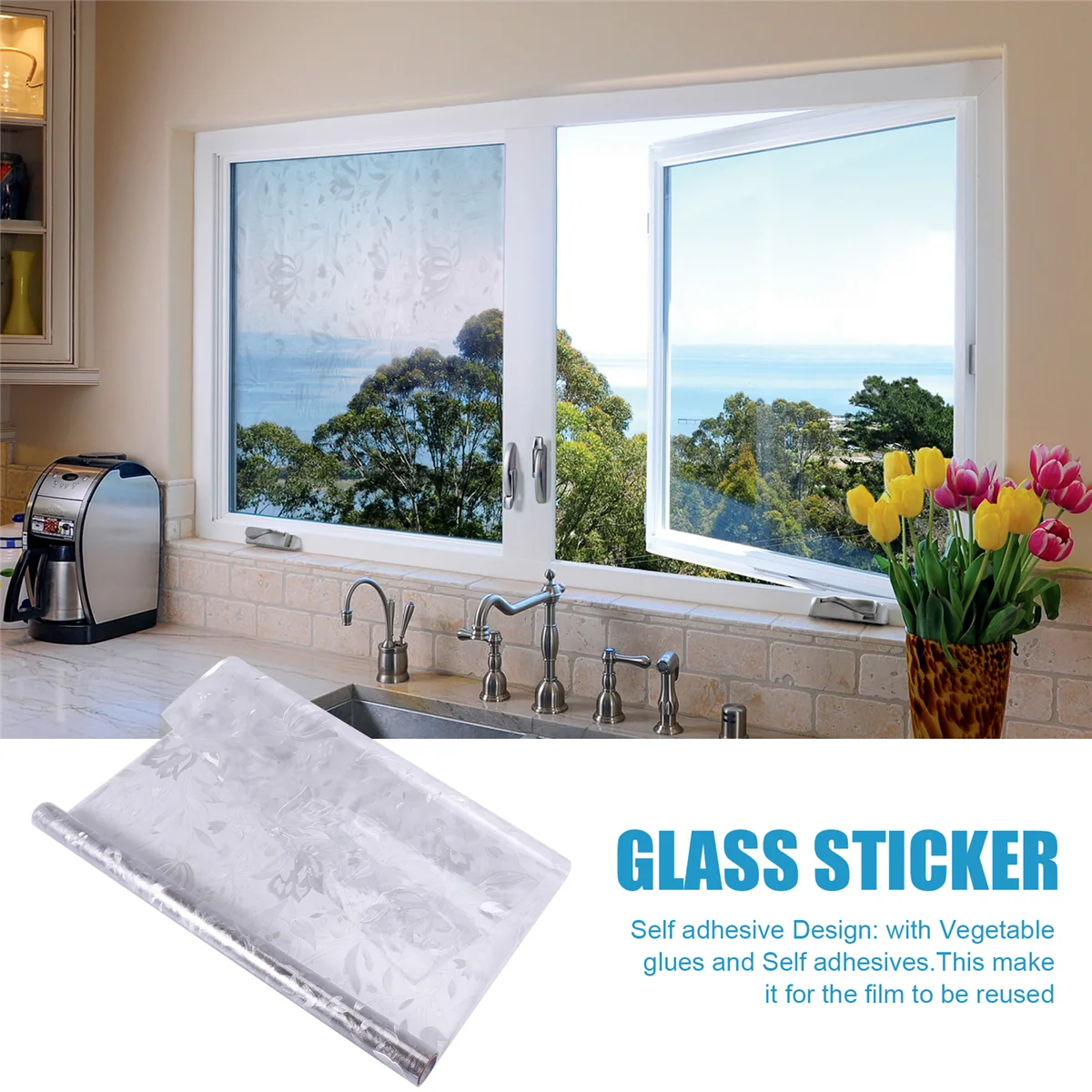 

MALL 3D Радужная оконная пленка, витражная виниловая статическая неклейкая пленка, непрозрачная защитная пленка для конфиденциальности -45X100 см