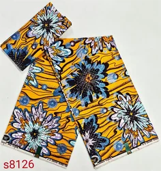 African Wax High Quality Wax Prints With Stones Shiny Wax Block Fabric Tissu For Women Dresse 6 Yards