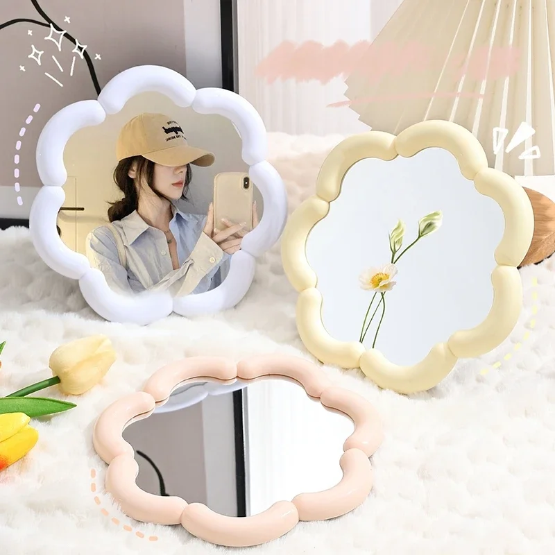 Candy Flower Makeup Mirror Bedroom High Appearance Level Creative Folding Mirror Upright Portable High-end Dressing Mirror New