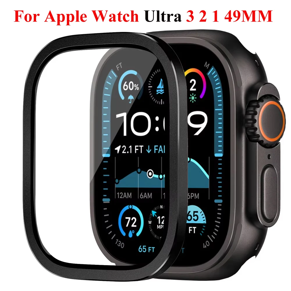 【セール中】Apple Watch Ultra 3 49mm用強化ガラススクリーンプロテクター、傷防止フィルム、アルミニウムメタルバンパー、iWatch Ultra 2 1 49mm対応