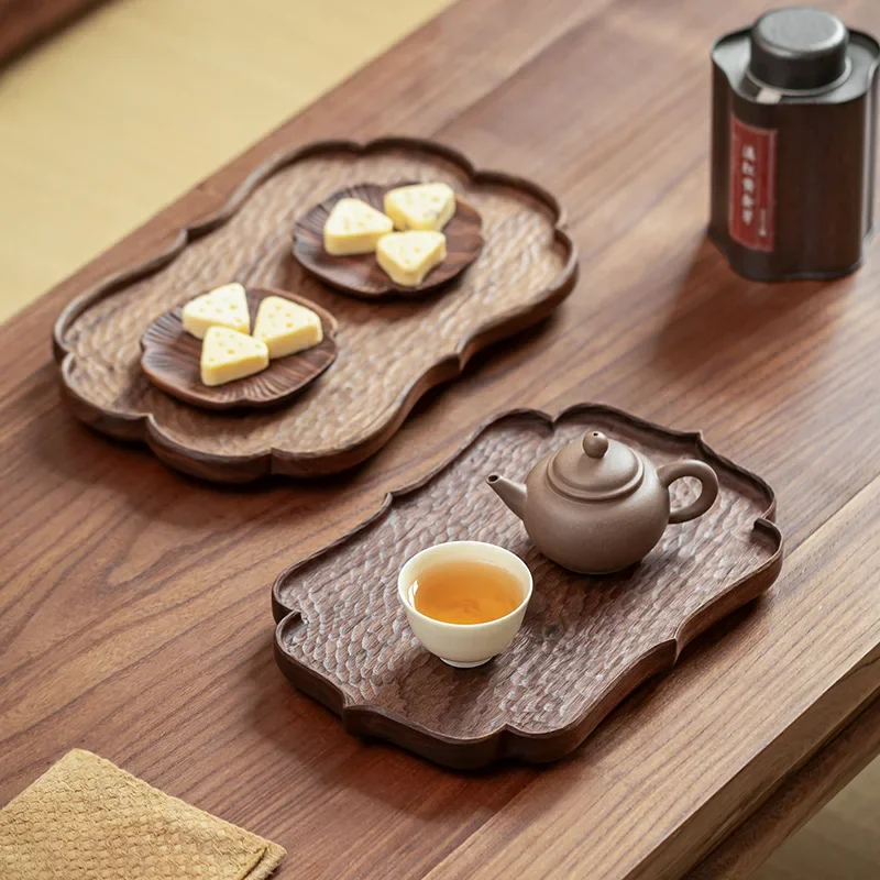 صينية شاي على شكل بيجونيا من خشب الجوز وصينية فقاعات جافة – وسادة وعاء ريترو مع صينية تقديم للوجبات الخفيفة لشاي بعد الظهر #3